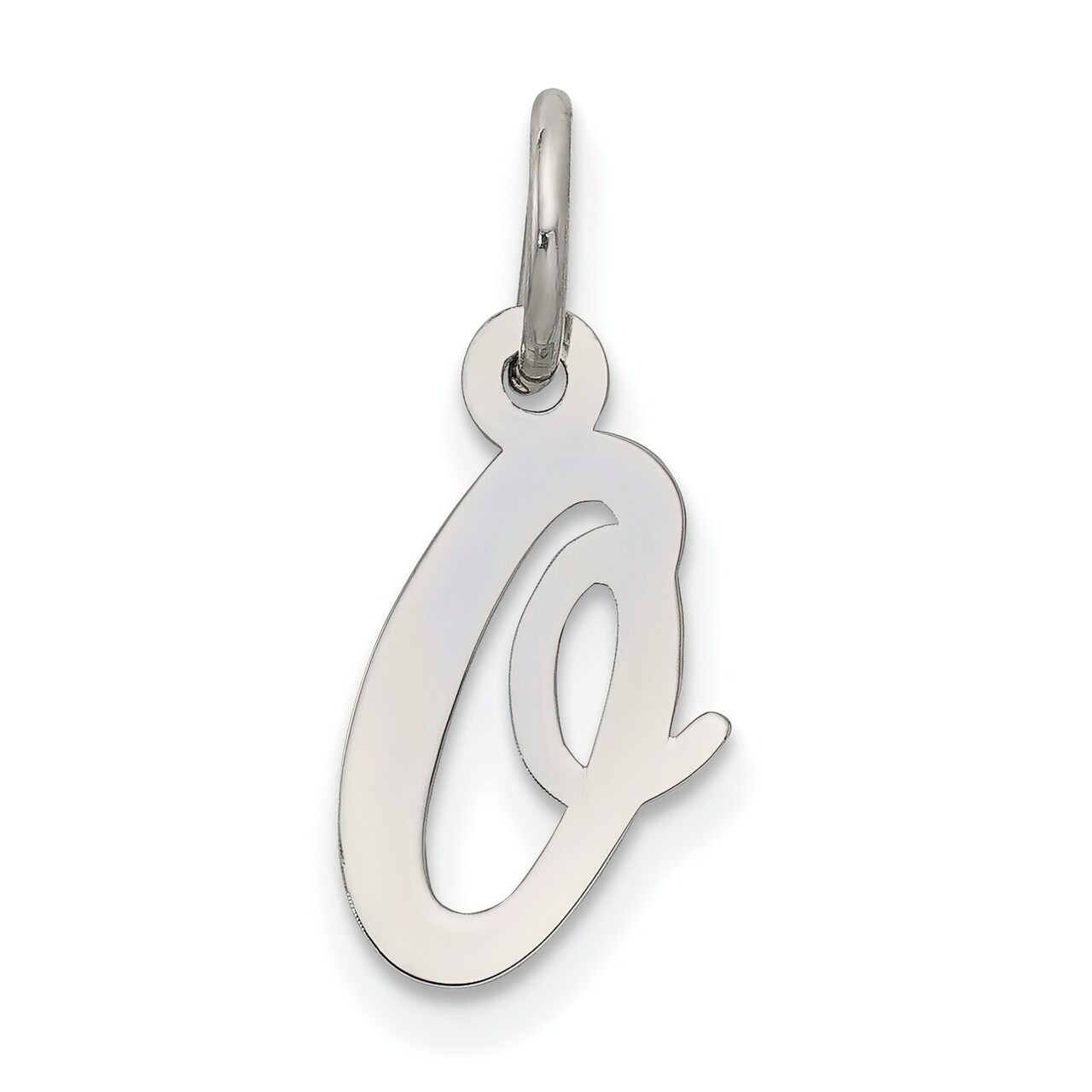 Sterling Silver Small Script Initial Letter O Charm Jewerly 16mm x 8mm